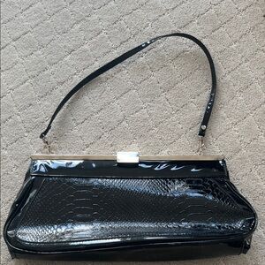 Elegant Black Snakeskin Clutch